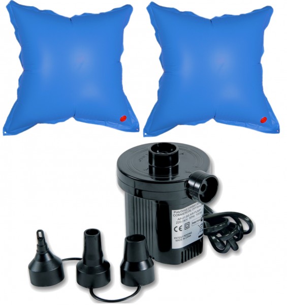 2 x Poolkissen 1,15 x 1,13m + elektrische Luftpumpe