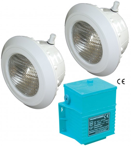 2 Stück LED Poolscheinwerfer mit Trafo 50 W