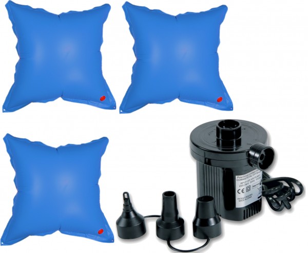 3 x Poolkissen 1,15 x 1,13m + elektrische Luftpumpe