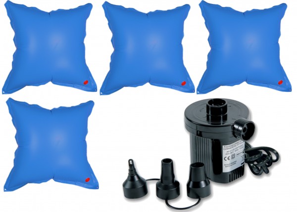 4 x Poolkissen 1,15 x 1,13m + elektrische Luftpumpe