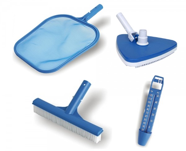 4 teiliges Poolreinigungsset mit Dreiecksbodensauger