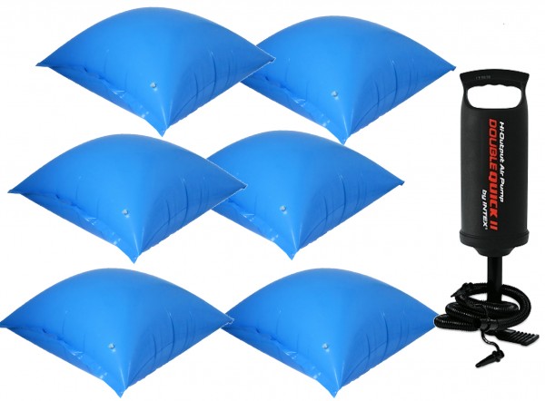 6 x Poolkissen 1,15 x 1,13m + Handpumpe