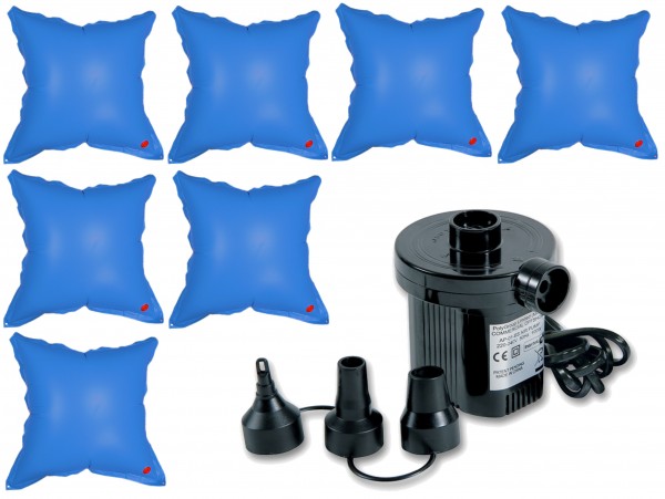 7 x Poolkissen 1,15 x 1,13m + elektrische Luftpumpe