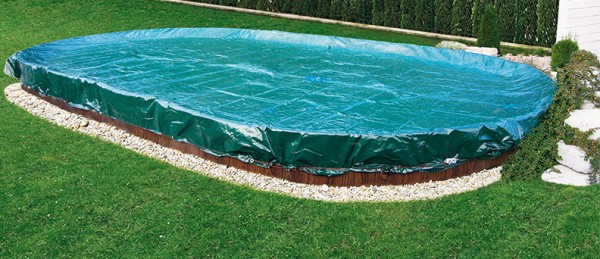 Winter und Sommerabdeckung Oval grün für Pool 8 x 4 m