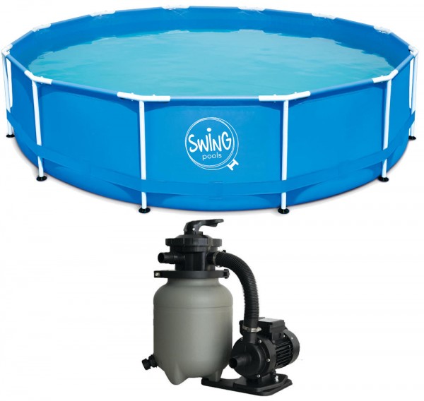 Swing Frame Metal Pool 305 x 76 cm mit Sandfilter Premium 250 O ohne Vorfilter