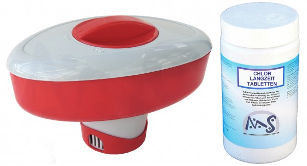 1 kg Chlor Langzeit + Chlordosierer Boot