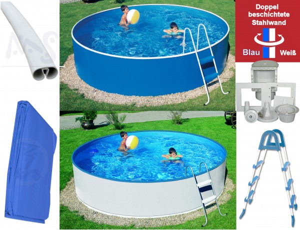 Stahlwandpool 2,40 x 0,9 ohne Filter mit Skimmer