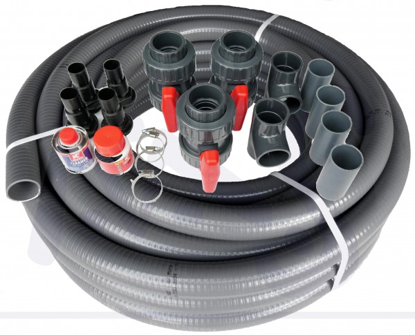 Verrohrungsset 50 mm mit Bypass für Wärmepumpen